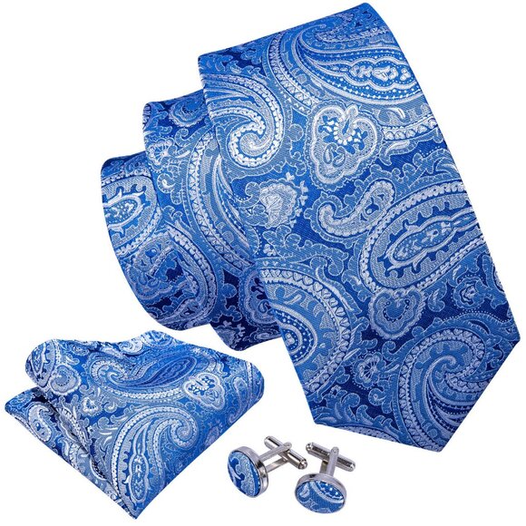 Other - Blue & White Paisley Necktie Set